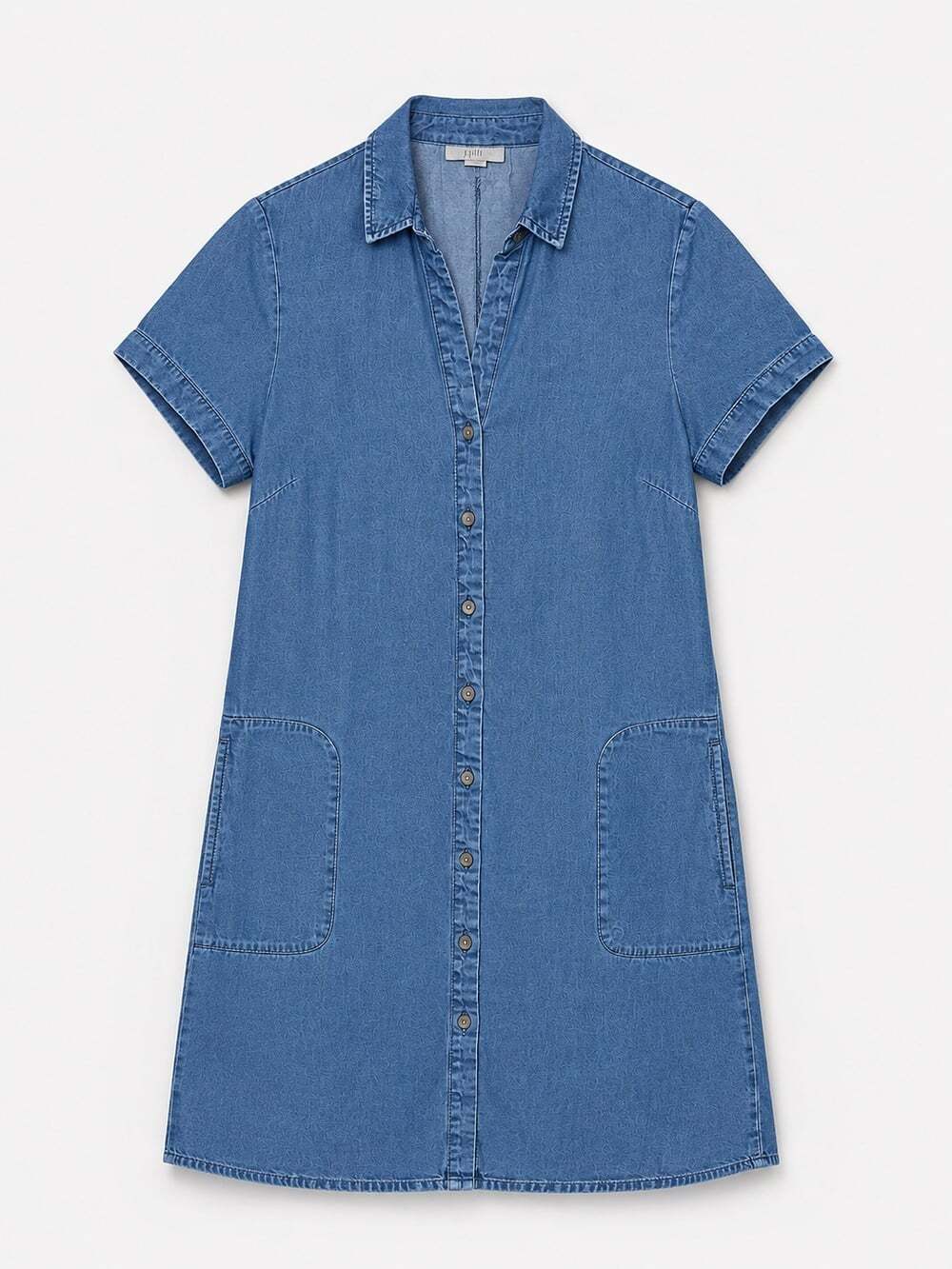 J. Jill Denim Tencel Lyocell Shirt Dress Blue Button Front Pockets Womens XS - Picture 2 of 7